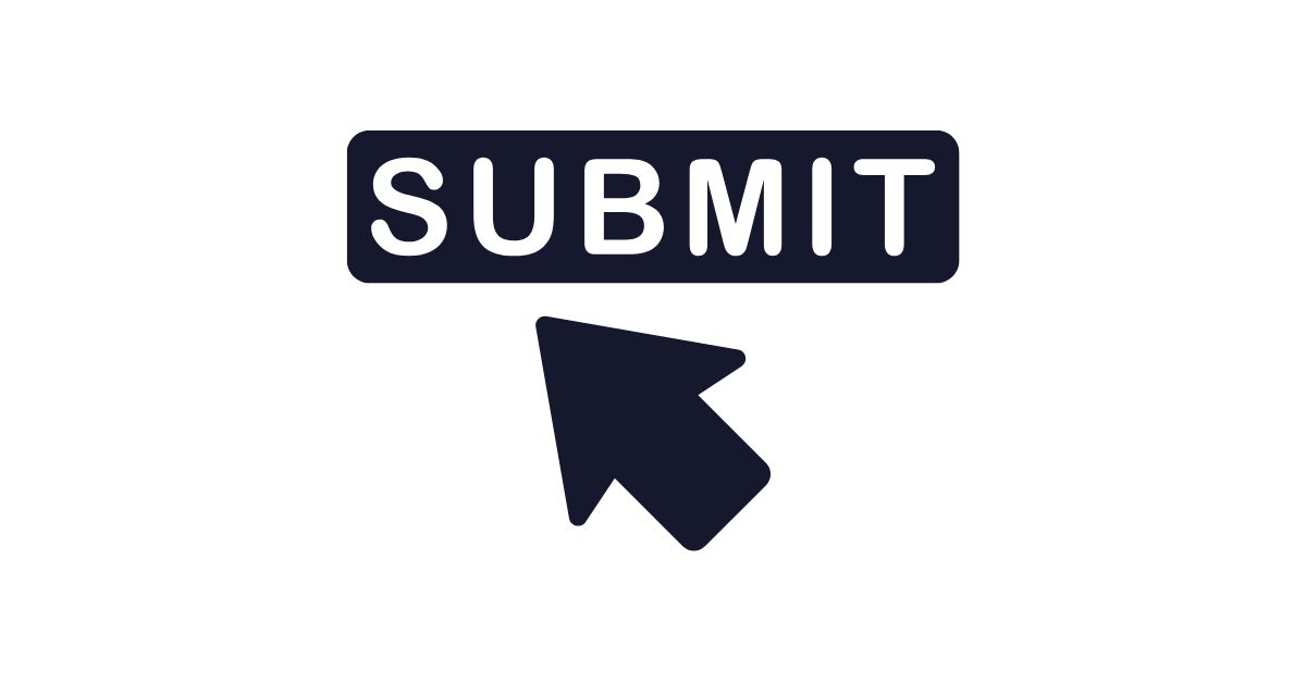 Black-and-white line illustration of an arrow pointing to the word submit.