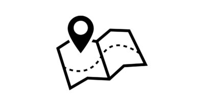 Black-and-white line illustration of a map.